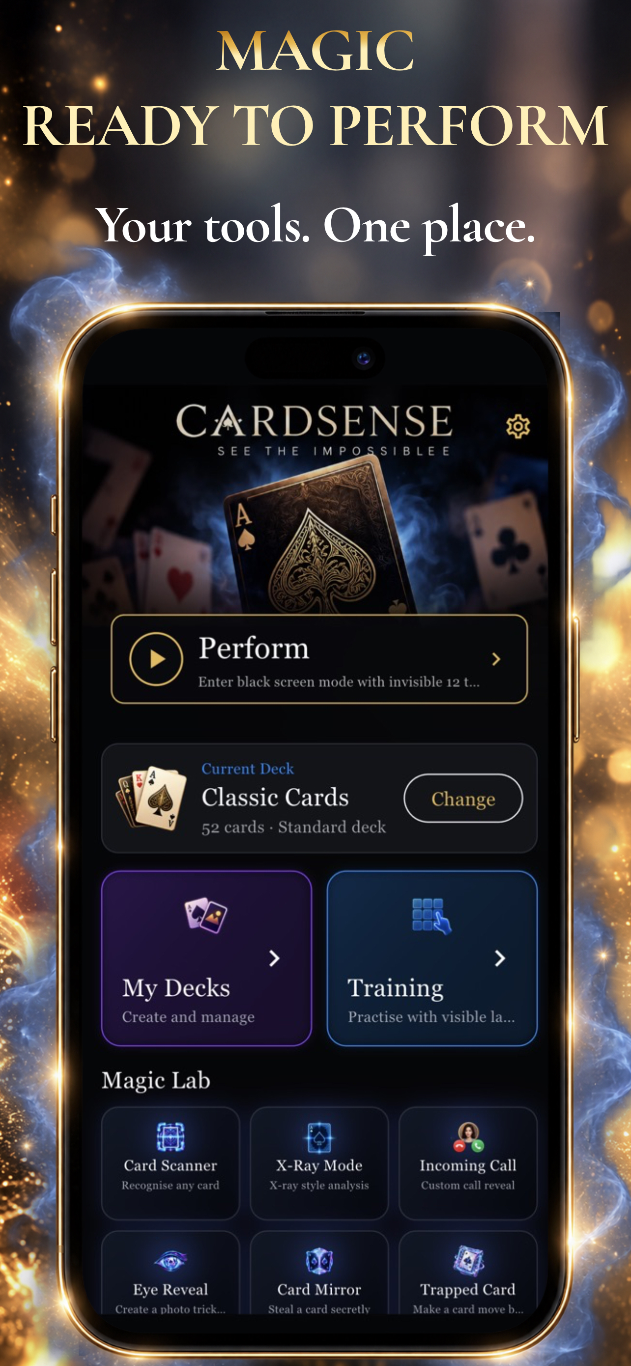 CardSense card reveal on iPhone