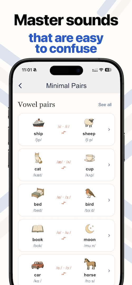 Minimal pairs practice screen