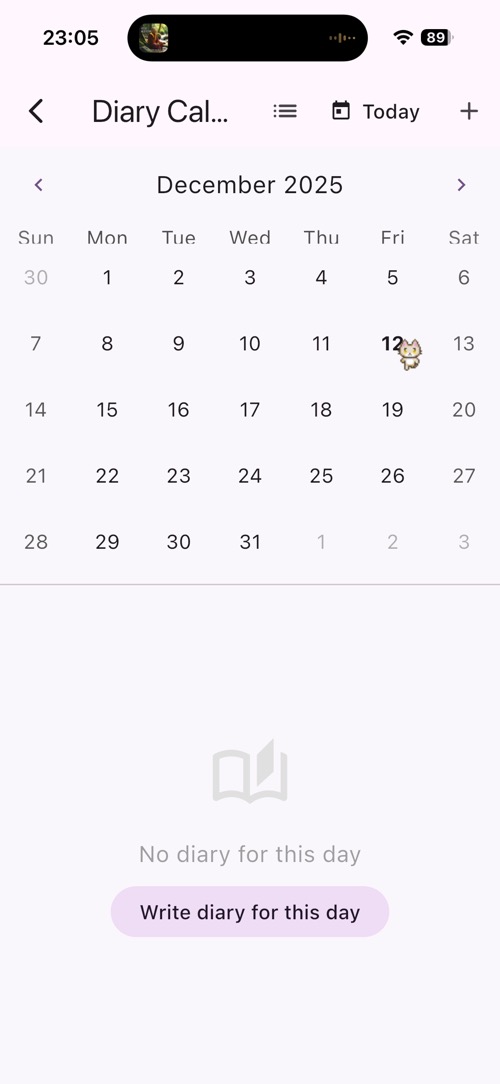 Diary Calendar View