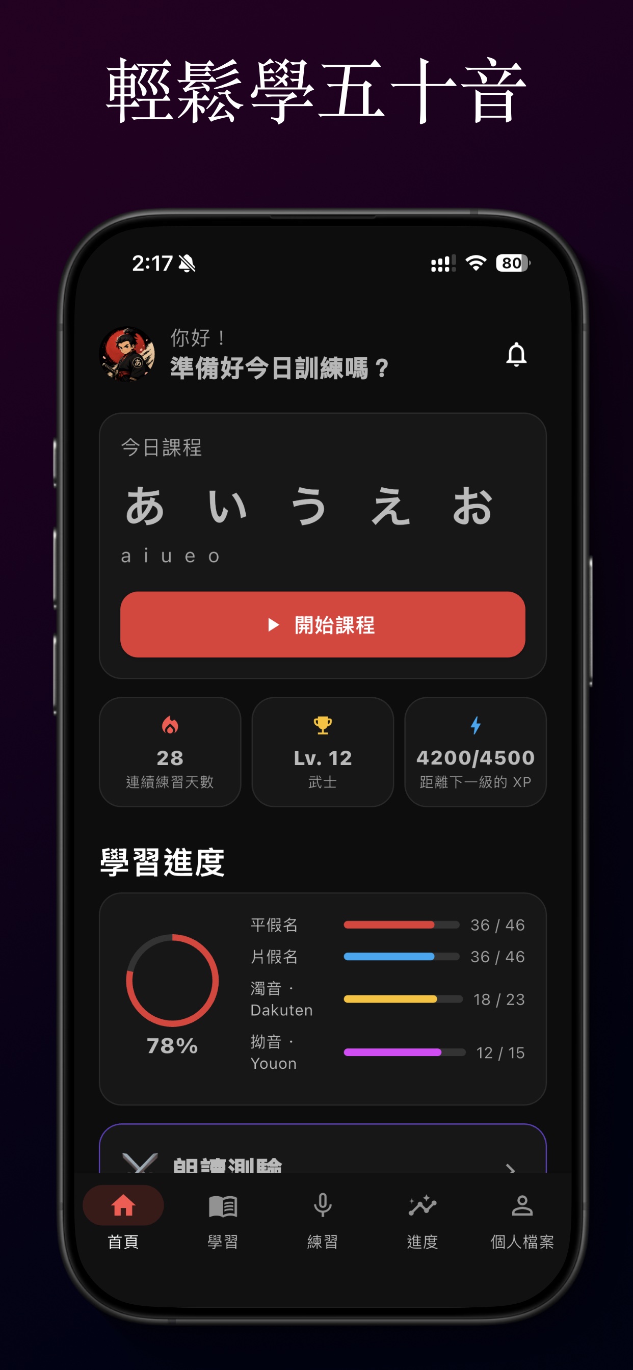 Kana Coach home dashboard