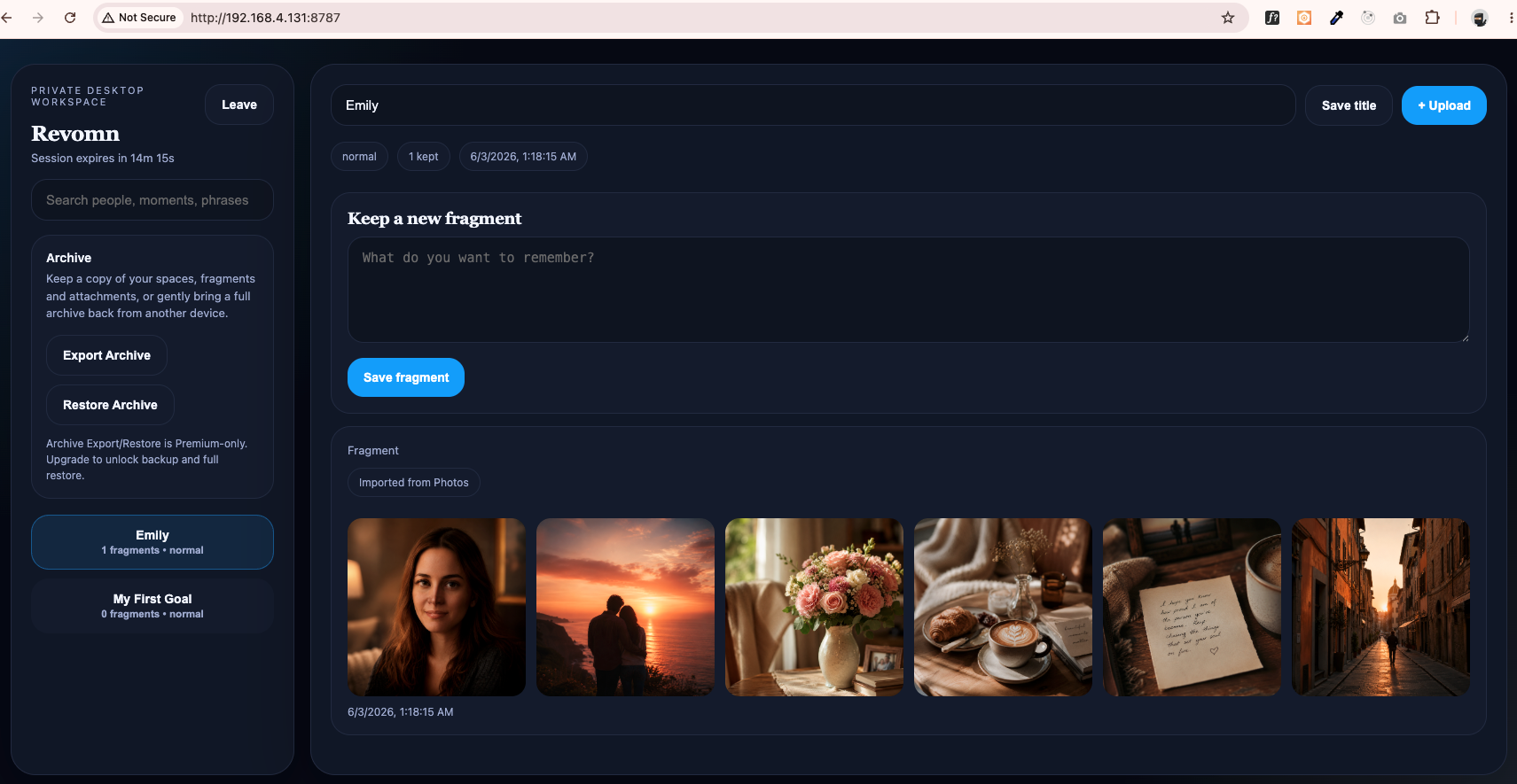 Revomn desktop browser workspace