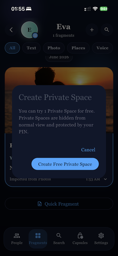 Create private space in Revomn