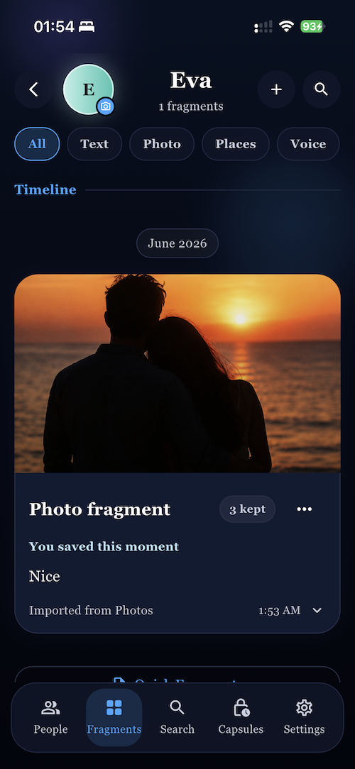 Fragment timeline in Revomn