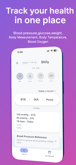 Stilly health tracking app interface