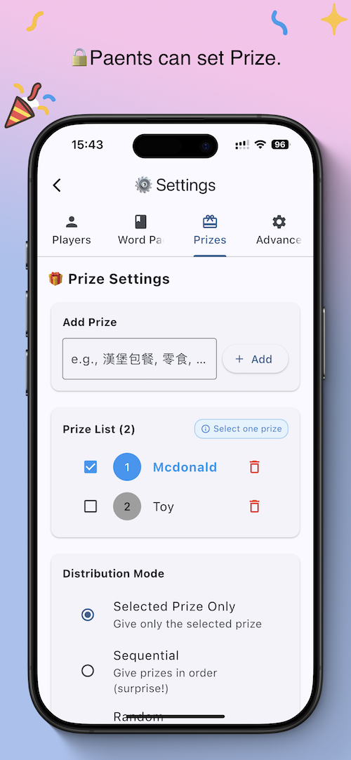 Wordy Pop Prize Setting