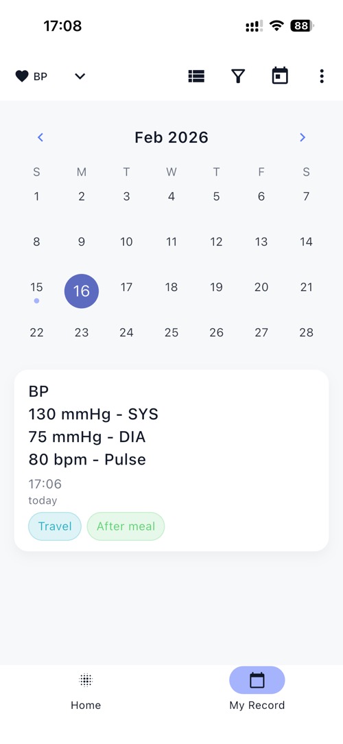 Blood Pressure Calendar